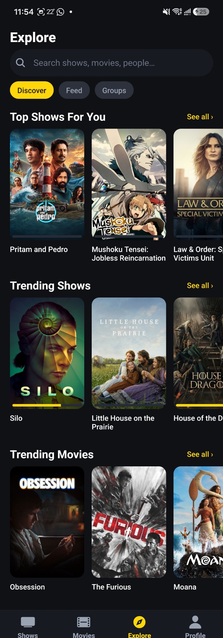 TV Watch Time discover screen